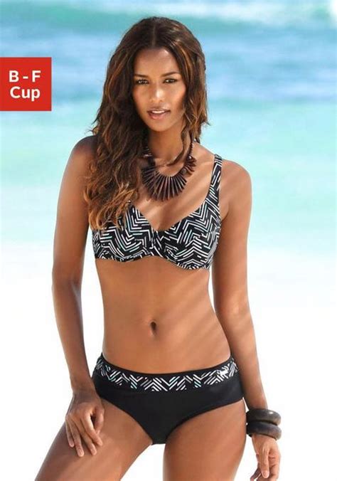 Lascana B Gel Bikini Schwarz Bedruckt Cup B