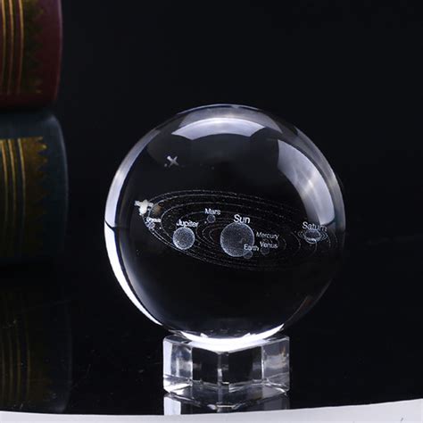 3d Solar System Crystal Ball Planets Glass Sphere Balls Engraved Globe Miniature £9 53 Picclick Uk