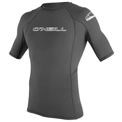 Oneill Basic Skins Mens Short Sleeve Rash Vest Graphite Wetsuit Centre