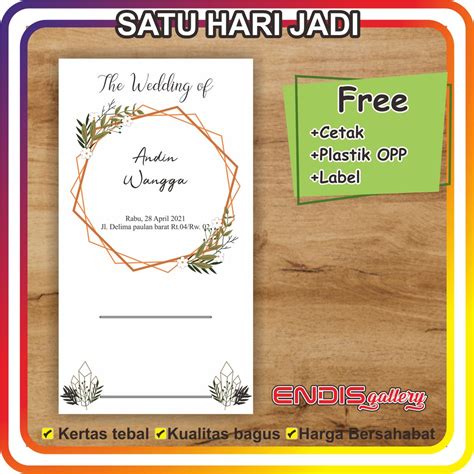 Jual Undangan Nikah Hang Tag Undangan Pernikahan Murah Undangan Non