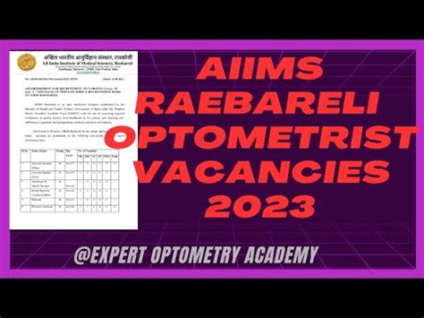 Aiims Raebareli Optometrist Vacancies Aiims Group B C Recruitment