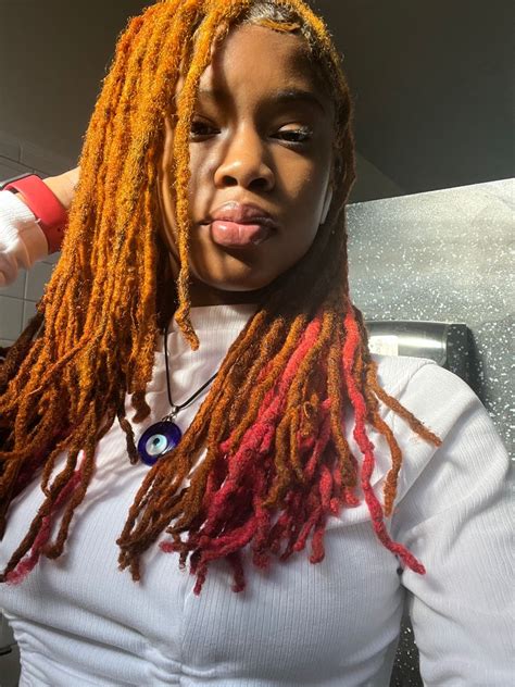 Pink And Ginger Locs Short Locs Hairstyles Locs Hairstyles Hair Twist Styles