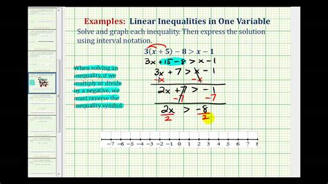 Ex Solve A Linear Inequality Requiring Multiple Steps One Var Youtube