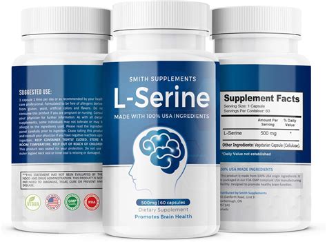 L-Serine Supplements by Smith Supplements, 500mg Capsules - Promotes Brain Health, 100% USA Made ...