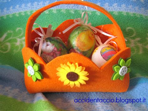 Decorazioni Per Pasqua Cestino Porta Uova In Feltro