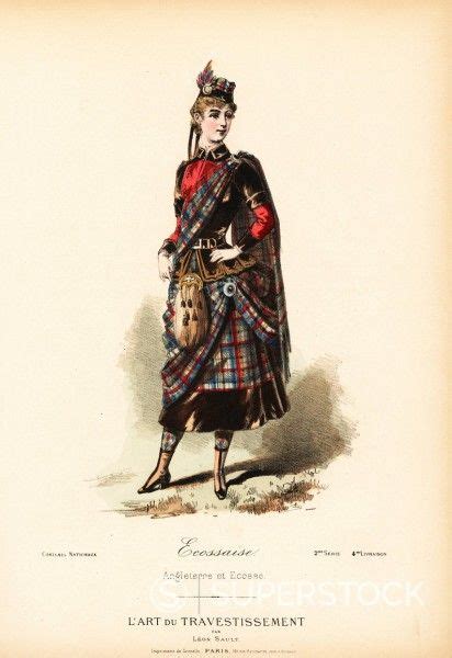 Costume Of A Scottish Woman Th Century Handcoloured Lithograph