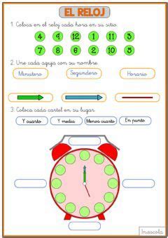 Relojes Ficha inicial Idioma español o castellano Curso nivel 1º