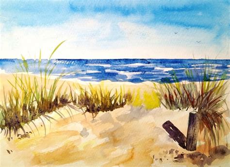 Am Strand Dünen Strandbilder Aquarell Landschaftsmalerei von vinci