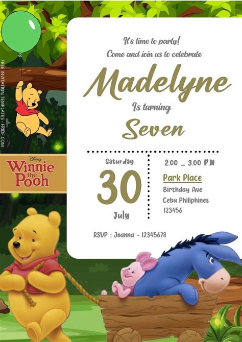 Winnie The Pooh Birthday Party Invitation