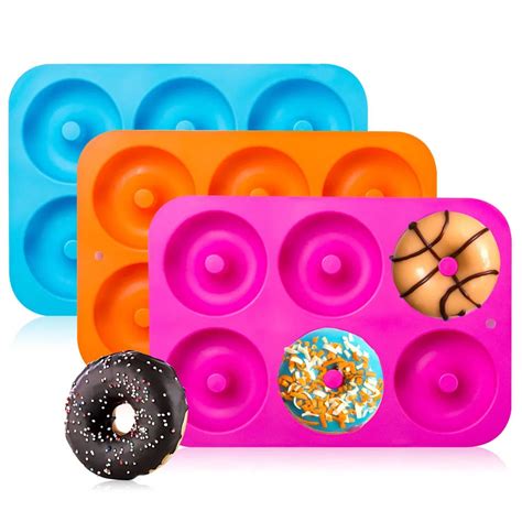 Pcs Donuts Mold With Holes Silicone Donut Baking Pan Round Shape