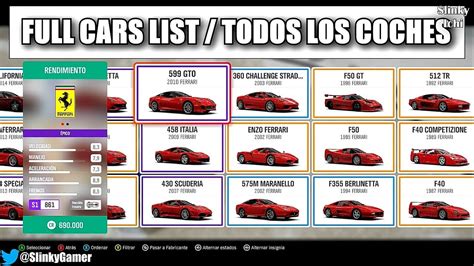 Forza Horizon 4 All Cars List Listado De Todos Los Coches Youtube