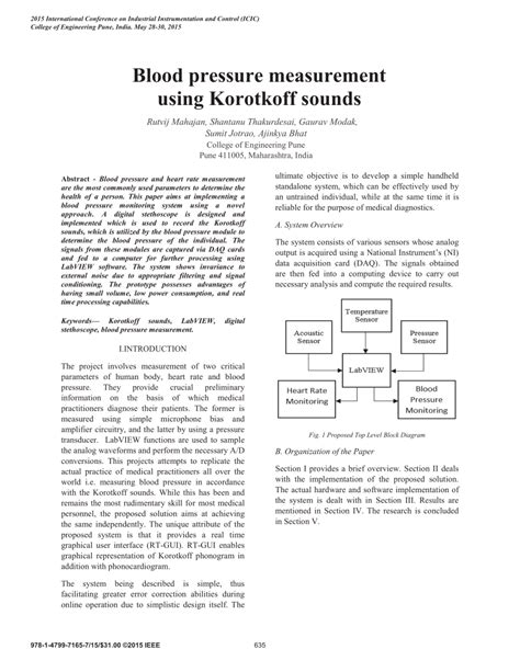 (PDF) Blood pressure measurement using Korotkoff sounds