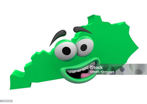 Kentucky State Map Eyes Mouth Funny Cartoon Face 3d Illustration Stock