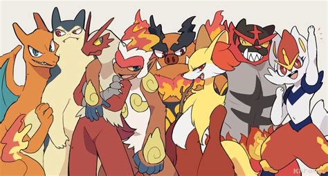 Charizard Cinderace Blaziken Typhlosion Delphox And 2 More Pokemon Drawn By Kiirono