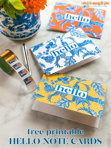 Free Hello Card Printables in Three Chic Chinoiserie Designs