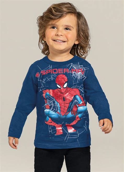 Camiseta Infantil Menino Homem Aranha Azul Brandili