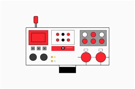 A Black And White Drawing Of A Red And White Control Panel Premium Ai