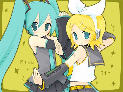 Hatsune Miku And Kagamine Rin Vocaloid Drawn By Yusorate Danbooru