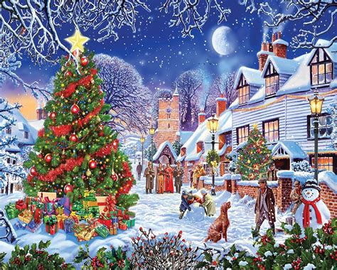 White Mountain Puzzles Village Christmas Tree - 1000 Piece Jigsaw ...