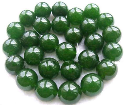 Natural Mm Green Nephrite Jade Gemstone Round Loose Beads Inches