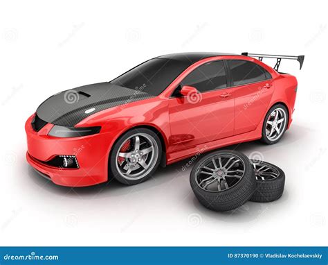 Red Sport Car And Wheel Stock Illustration Illustration Of Whell