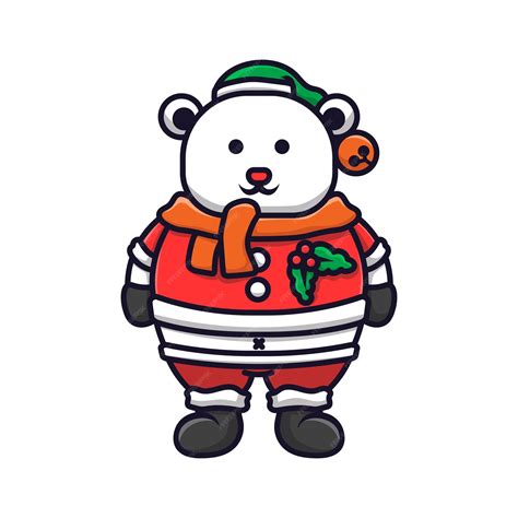 Premium Vector Cute Polar Bear Celebrating Christmas