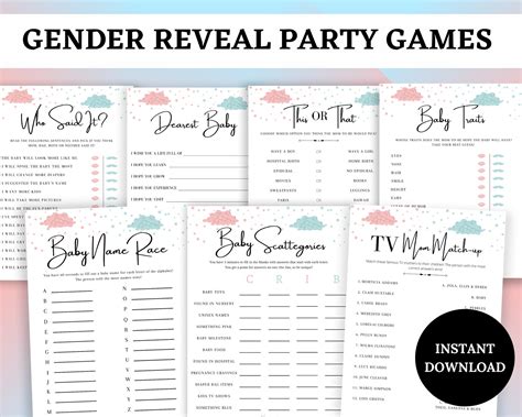 Gender Reveal Games Bundle Virtual Gender Reveal Party Games Etsy España