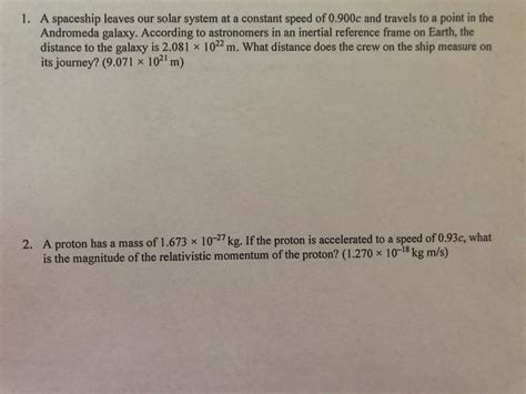 Solved 1. A spaceship leaves our solar system at a constant | Chegg.com 
