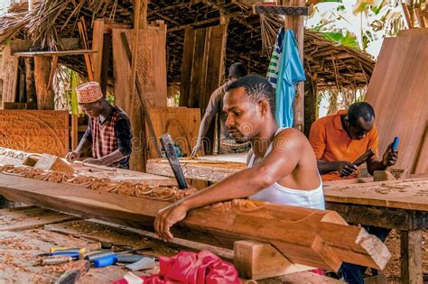 Craftsmen Carving Wood In Tanzania Editorial Photo Image Of Cultural Decoration 269617351