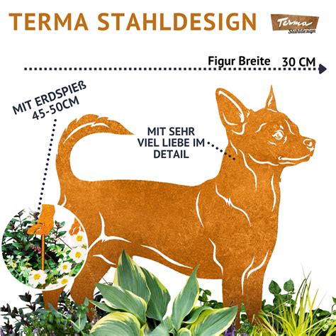 Edelrost Gartenstecker Hund Chihuahua Kurzhaar Chihuahua Kurzhaar