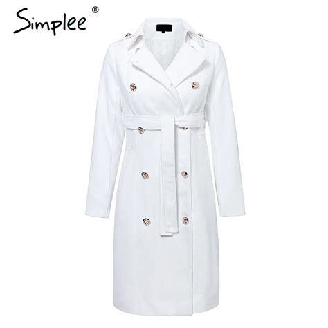 Simplee Vintage двубортный белый длинный плащ двубортный белый длинный ...