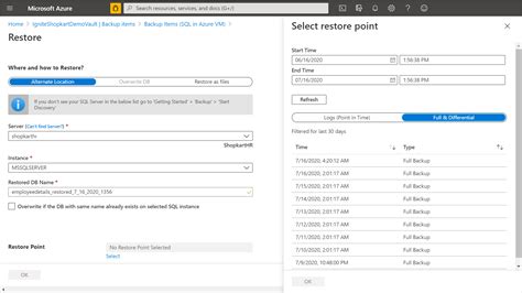 Azure Vm에서 Sql Server 데이터베이스 복원 Azure Backup Microsoft Learn