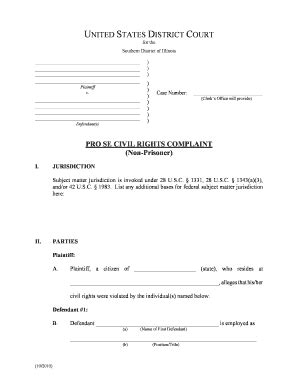 Fillable Online Ilsd Uscourts PRO SE CIVIL RIGHTS COMPLAINT Non