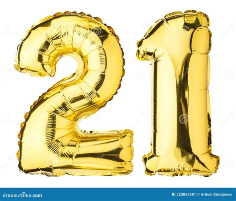 Number Twenty One Balloons Helium Balloon Years Golden Yellow