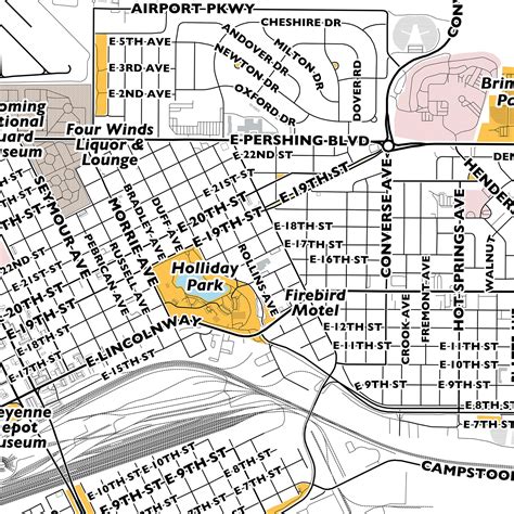 Cheyenne Map Print Street Names Cheyenne Print Printable Map Of