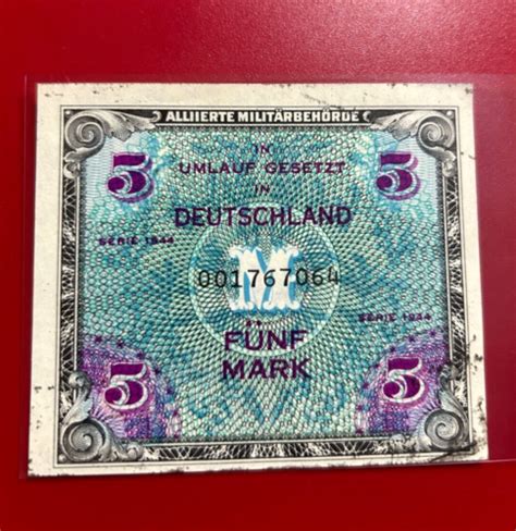 1944 GERMANY 5 MARK BANKNOTE WWII MILITARY CURRENCY EBay