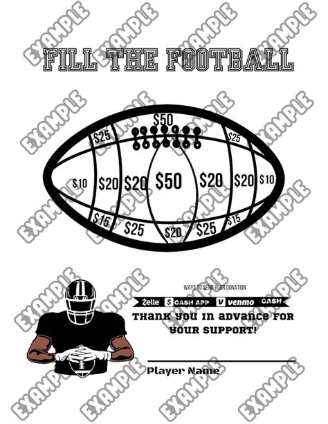 Fill My Football Fundraiser Sheet Etsy