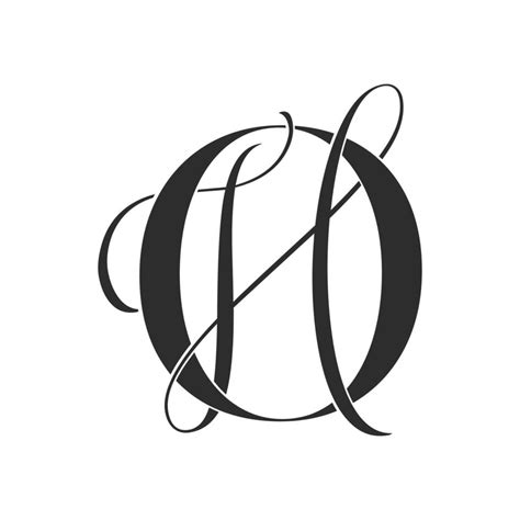 Oh Ho Monogram Logo Calligraphic Signature Icon Wedding Logo