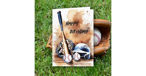 Baseball Lovers Watercolor Splash Birthday Card Zazzle