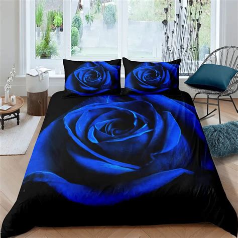 Blue Rose Duvet Cover Set King Size 3d Printed Blossom Flowers Bedding Set Valentine S Day