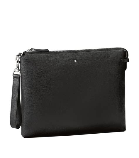 Mens Montblanc Black Leather Clutch Bag Harrods Uk