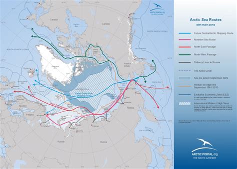 Arctic Sea Routes With Main Ports And Eez Northpolar Russia