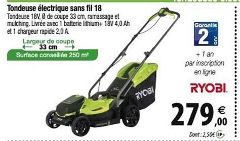 Promo Ryobi Tondeuse électrique Sans Fil 18 chez Tridôme iCatalogue fr