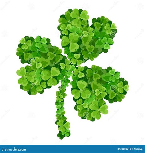 Shamrock Made Of Green Shamrocks Stock Vector Illustration Of Ornate