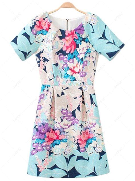 Short Sleeve Floral Print Dress In Colormix Zaful 2024