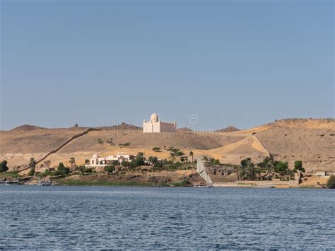 Panoramic View From The Nile River Of The Aga Khan Mausoleum In Aswan