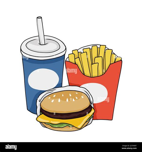 Hamburger French Fries And Soda Vector Illustration Stock Vector