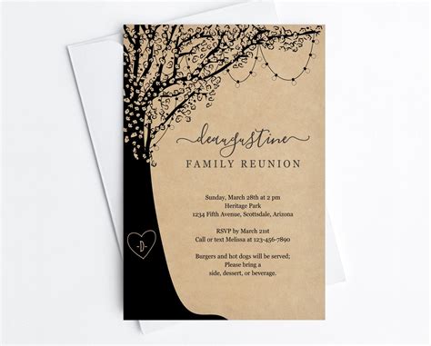 Family Reunion Invitation Template, Printable Family Tree Party Invite ...