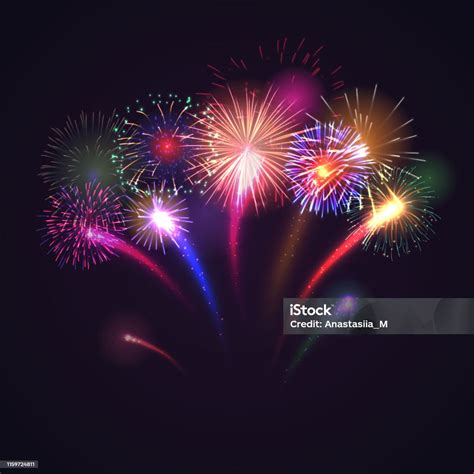 Fireworks Festive Background With Shining Sparks Stock Illustration ...