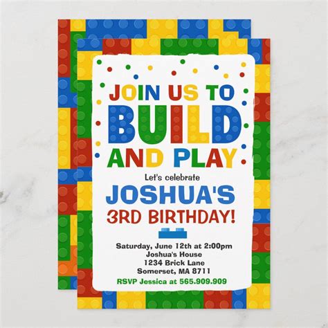 Editable Building Block Invitation Building Blocks Birthday Party Let S